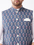 Vastramay Men's Multicolor -Base-Grey Cotton Blend Nehru Jacket